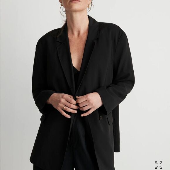 Madewell Relaxed Blazer in Softdrape Black Size L. NWT. - Picture 2 of 16